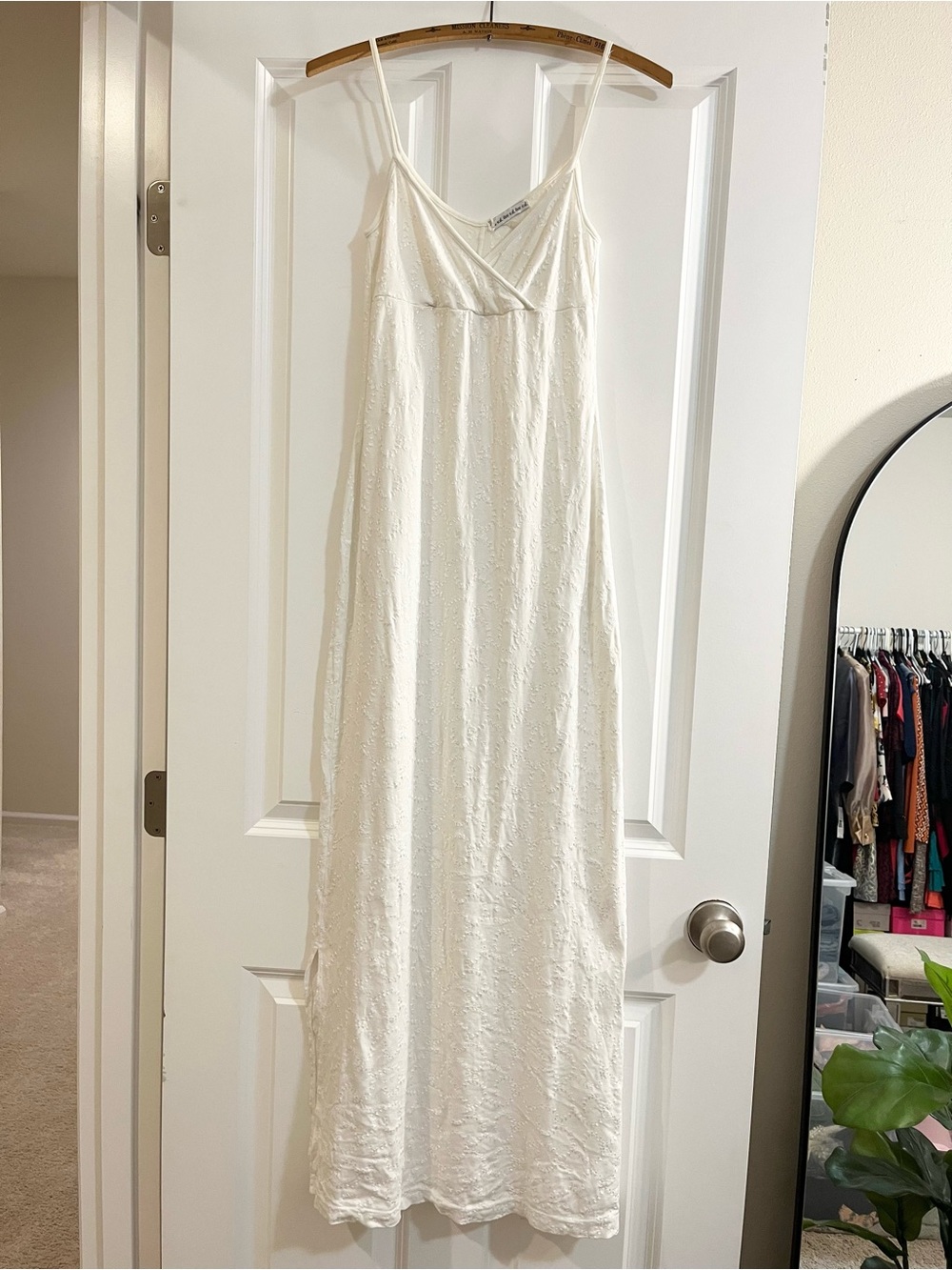 Vintage Ivory Sleeveless V-Neck Maxi Slip Dress